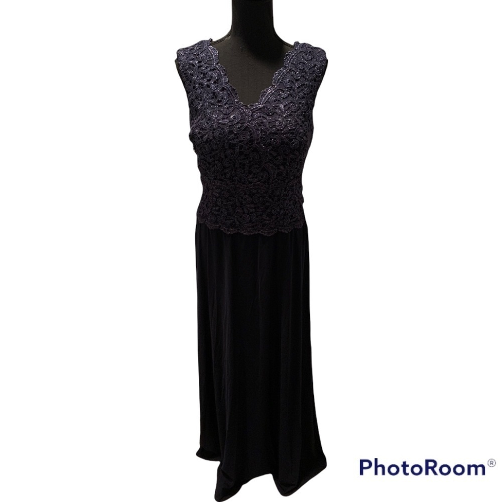 Alex Evenings Surplice Neck Scallop A-line Dress Navy size 8 NWT